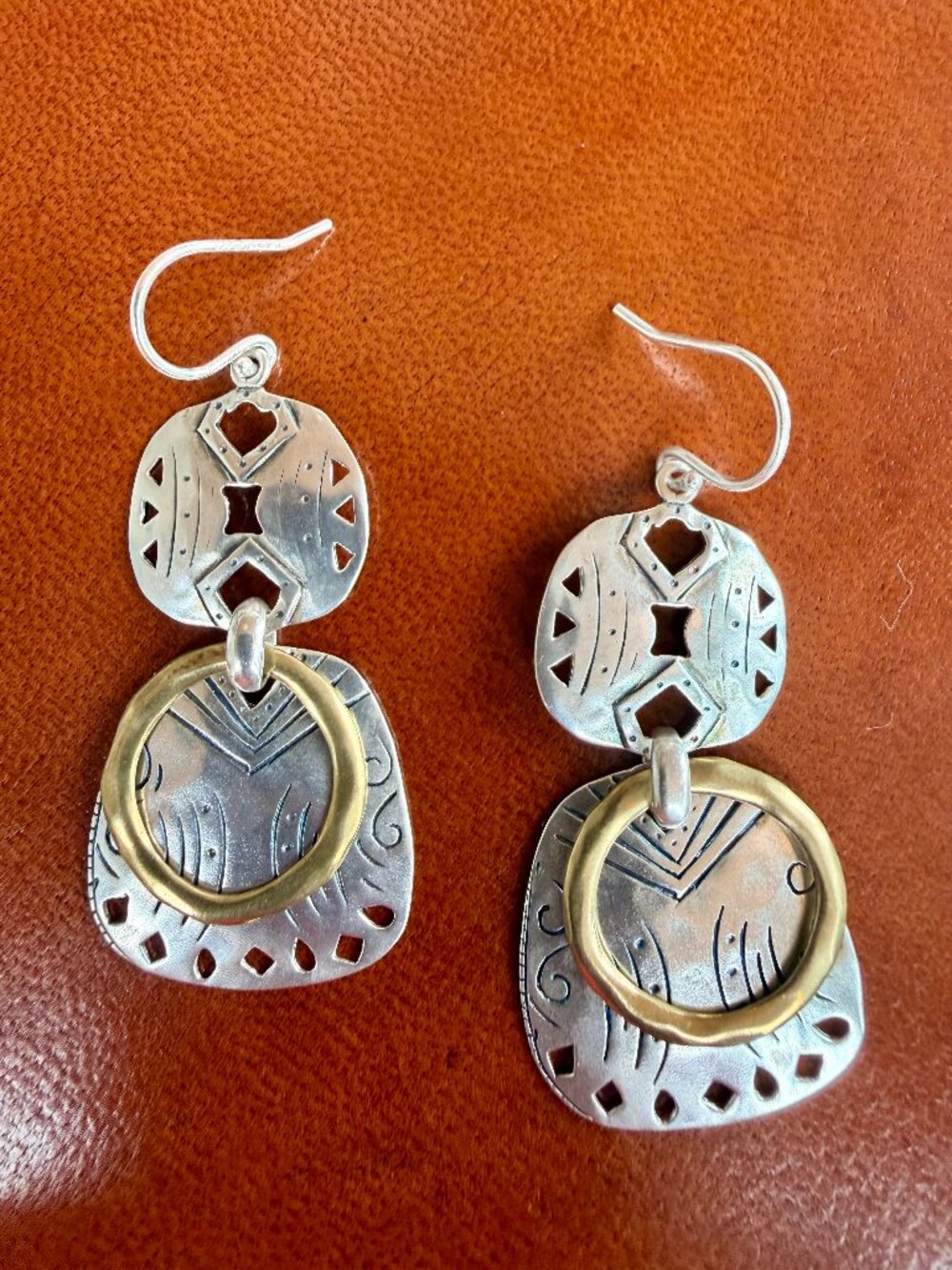 SILPADA W2878 Two to Tango Earrings Sterling Silver Brass Dangle Boho 2"